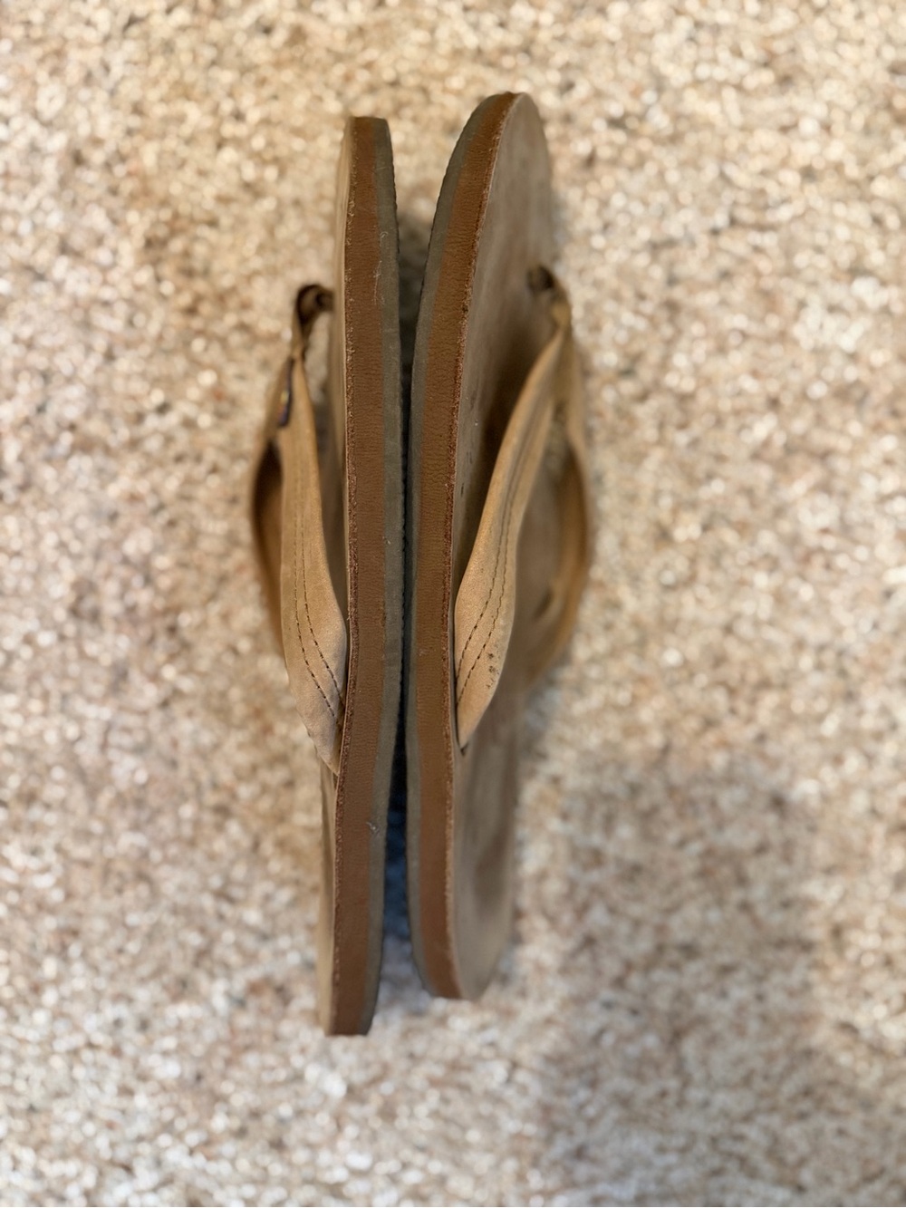 Rainbow Men's Brown Leather Flip Flops with Suede Straps - Picture 4 of 6